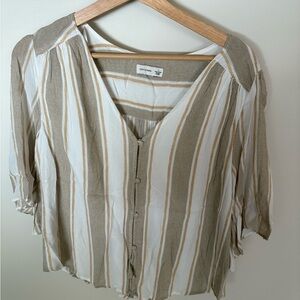 Striped Beige and White Women's Top
